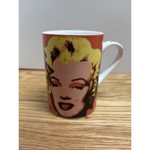 Marilyn Monroe Pop Art Mug by Andy Warhol 1997 ~ VTG BLOCK  Porcelain Orange Mug